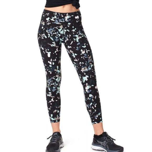 Sweaty Betty Power Pocket Workout Ankle Leggings Blue‎ Lagoon Camo Size - Picture 1 of 6